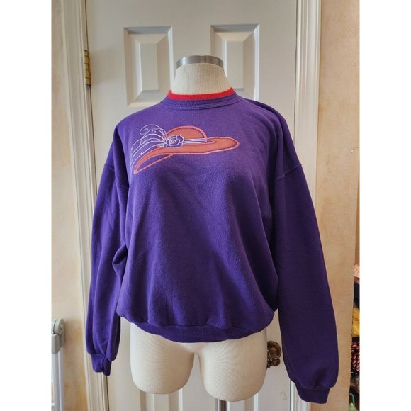 Morning Sun Tops - Red Hat Society Vintage Morning Sun Sweatshirt Purple‎ Double Collar
